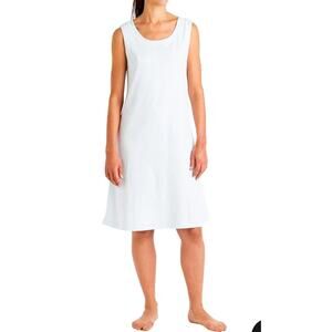 P. Jamas Womens *In White* Sleeveless 100% Pima Cotton Nightgown Medium